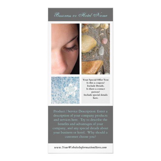 Afdrukken rackkaart, spa of salon reclamekaart (Voorkant)