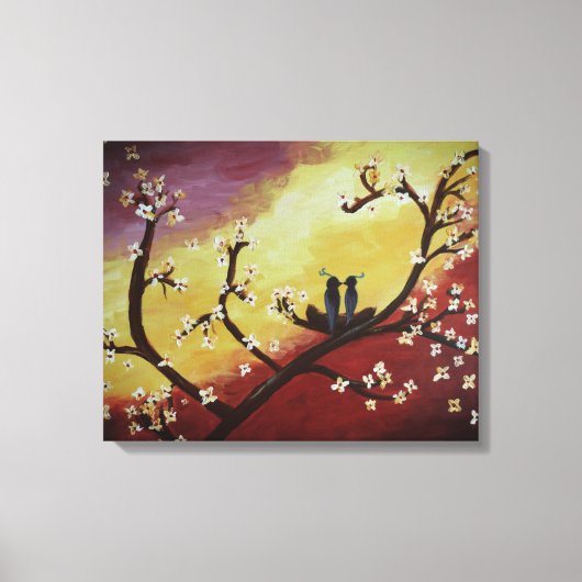 Afdrukken Tortelduifjes lentestrek Canvas (Voorkant)