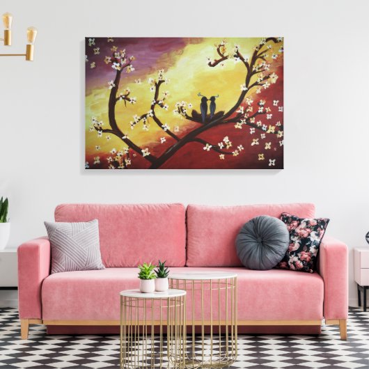 Afdrukken Tortelduifjes lentestrek Canvas (Insitu (Woonkamer))