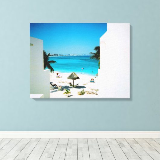 Afdrukken Tropisch Uitzicht Canvas (Insitu (Houten vloer))