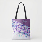 Afdrukken Turquoise en Lavender Paint Splatter Tote Bag (Voorkant)