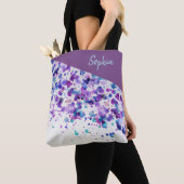 Afdrukken Turquoise en Lavender Paint Splatter Tote Bag (Dichtbij)