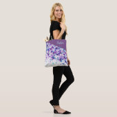Afdrukken Turquoise en Lavender Paint Splatter Tote Bag (Op model)