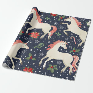 Afdrukken uit de middeleeuwen Unicorns op de kerst Cadeaupapier