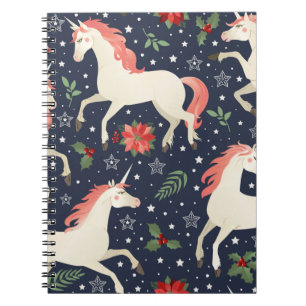 Afdrukken uit de middeleeuwen Unicorns op de kerst Notitieboek