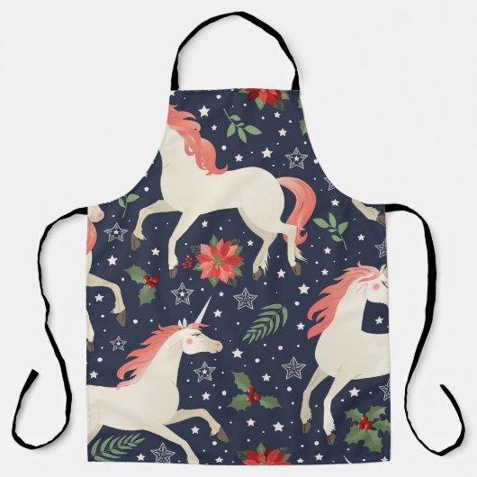 Afdrukken uit de middeleeuwen Unicorns op de kerst Schort (Voorkant)