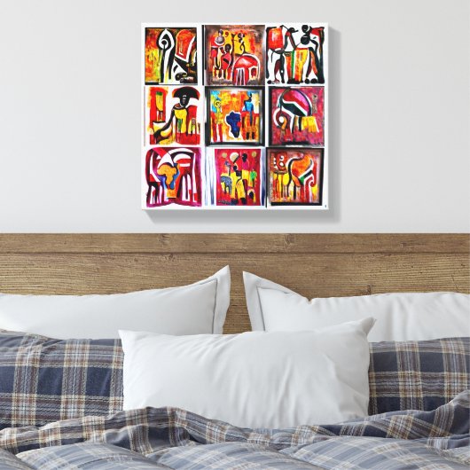 Afdrukken van Abstract schilderdoek voor Afrikaans (Insitu (Slaapkamer))