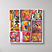 Afdrukken van Abstract schilderdoek voor Afrikaans