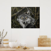 Afdrukken van Afbeelding van Watchful Eyes Wolf Poster (Keuken)