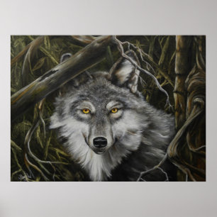 Afdrukken van Afbeelding van Watchful Eyes Wolf Poster