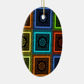 Afdrukken van Afrikaanse geruite patroonkunst Keramisch Ornament (Rechts)