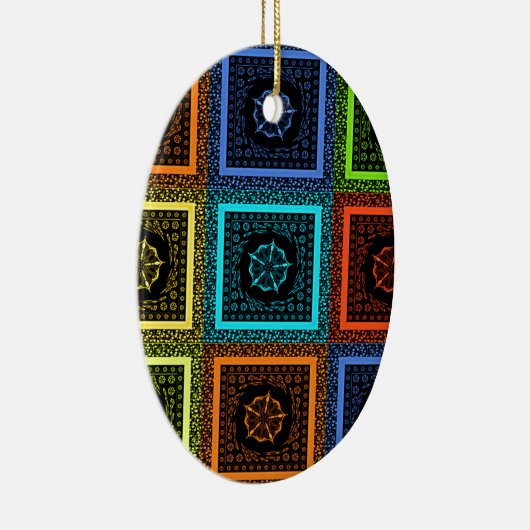 Afdrukken van Afrikaanse geruite patroonkunst Keramisch Ornament (Rechts)