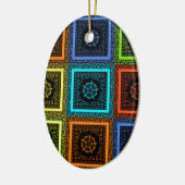 Afdrukken van Afrikaanse geruite patroonkunst Keramisch Ornament (Links)