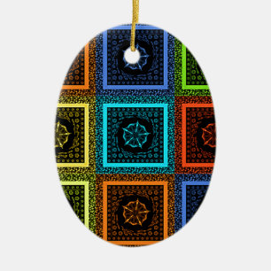 Afdrukken van Afrikaanse geruite patroonkunst Keramisch Ornament