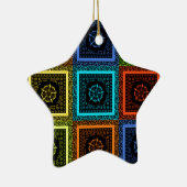 Afdrukken van Afrikaanse geruite patroonkunst Keramisch Ornament (Rechts)