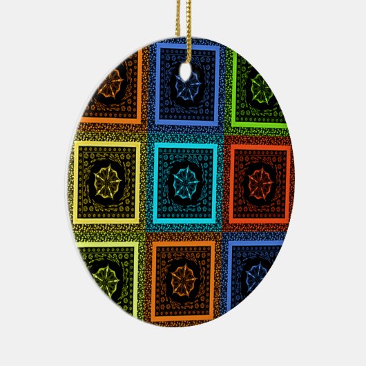 Afdrukken van Afrikaanse geruite patroonkunst Keramisch Ornament (Rechts)