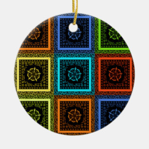 Afdrukken van Afrikaanse geruite patroonkunst Keramisch Ornament