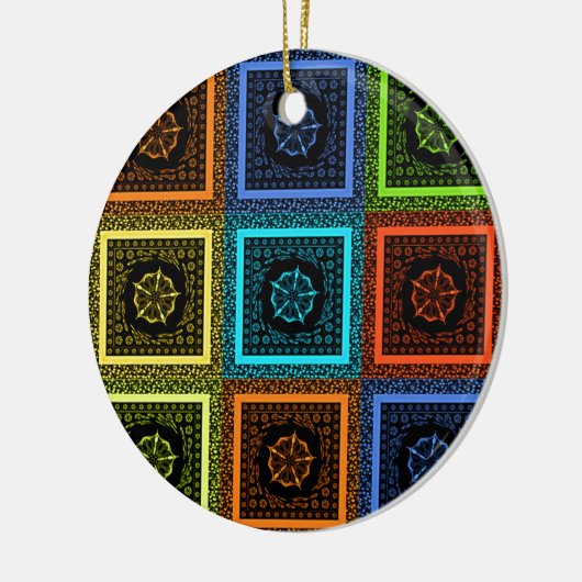 Afdrukken van Afrikaanse geruite patroonkunst Keramisch Ornament (Links)