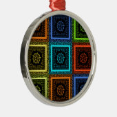 Afdrukken van Afrikaanse geruite patroonkunst Metalen Ornament (Rechts)