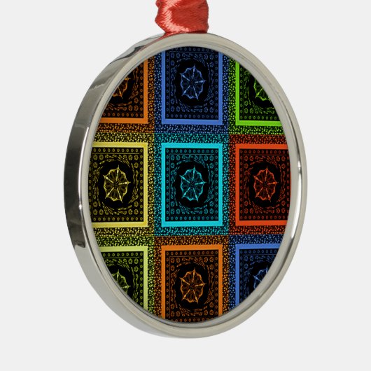 Afdrukken van Afrikaanse geruite patroonkunst Metalen Ornament (Rechts)