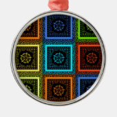 Afdrukken van Afrikaanse geruite patroonkunst Metalen Ornament (Voorkant)