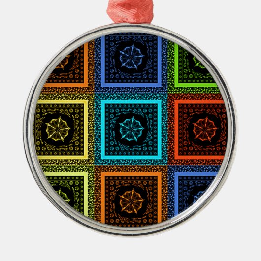 Afdrukken van Afrikaanse geruite patroonkunst Metalen Ornament (Voorkant)