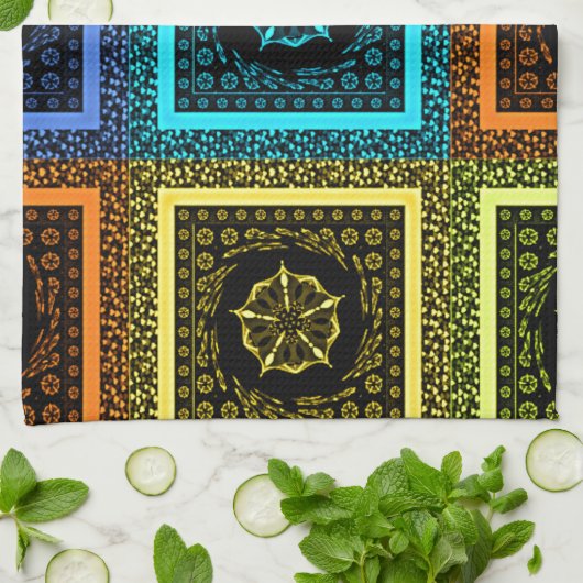 Afdrukken van Afrikaanse geruite patroonkunst Theedoek (Gevouwen)