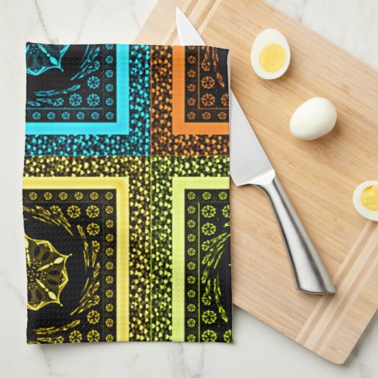 Afdrukken van Afrikaanse geruite patroonkunst Theedoek (Quarter Fold)