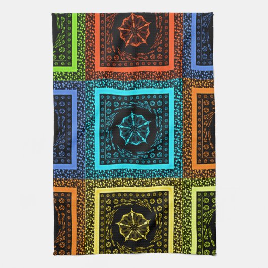 Afdrukken van Afrikaanse geruite patroonkunst Theedoek (Verticaal)