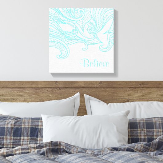 Afdrukken van Aqua Boho Style Wall Decor Canvas (Insitu (Slaapkamer))
