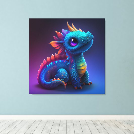 Afdrukken van Baby Dragon Canvas bevestigen (Insitu (Houten vloer))