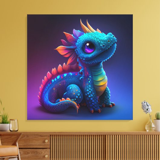 Afdrukken van Baby Dragon Canvas bevestigen (Insitu (Woonkamer))
