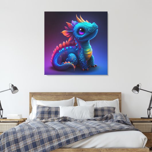 Afdrukken van Baby Dragon Canvas bevestigen (Insitu (Slaapkamer))