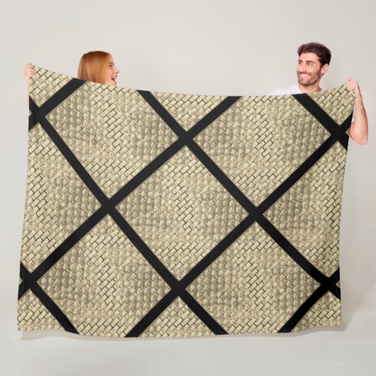 Afdrukken van bijtend design van baksteenmuurbeige fleece deken (In situ)