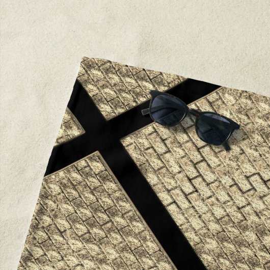 Afdrukken van bijtend design van baksteenmuurbeige strandlaken (In situ)