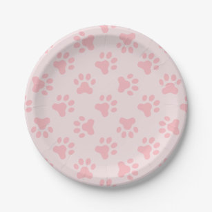 Afdrukken van borden van roze Puppy verjaarparty Papieren Bordje