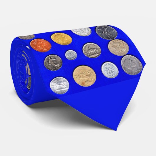 Afdrukken van buitenlandse munten stropdas (Opgerold)