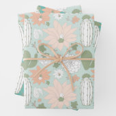 Afdrukken van Cacti Peach Green Inpakpapier Vel (In situ)