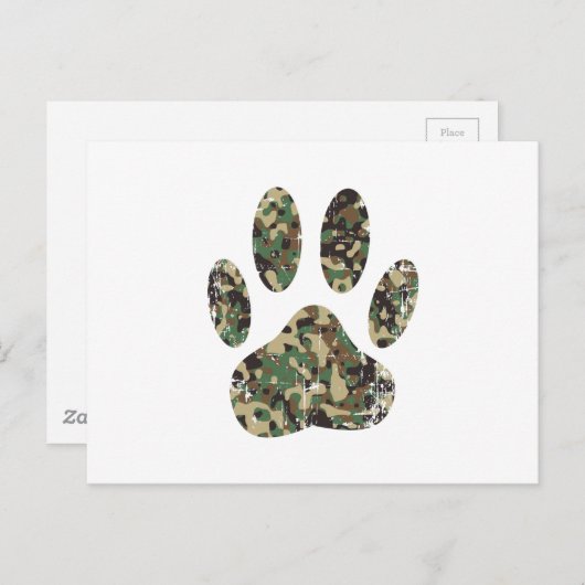 Afdrukken van camo Dog Paw Briefkaart (Voorkant / Achterkant)