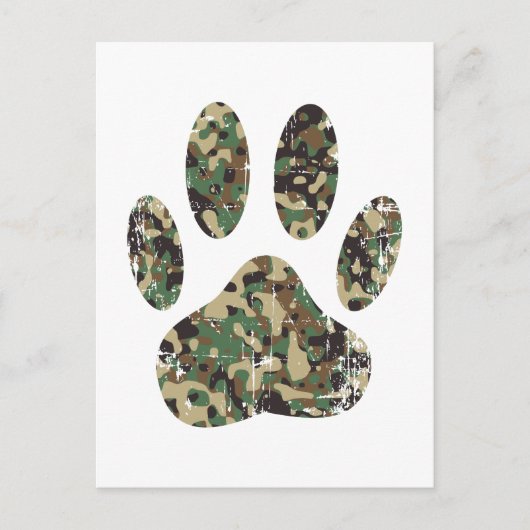 Afdrukken van camo Dog Paw Briefkaart (Voorkant)