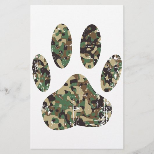 Afdrukken van camo Dog Paw Briefpapier (Voorkant)