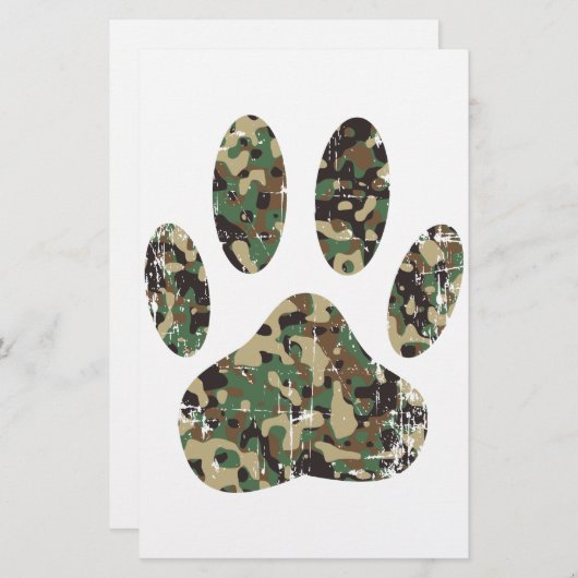 Afdrukken van camo Dog Paw Briefpapier (Voorkant / Achterkant)