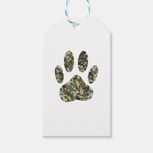 Afdrukken van camo Dog Paw Cadeaulabel (Voorkant)