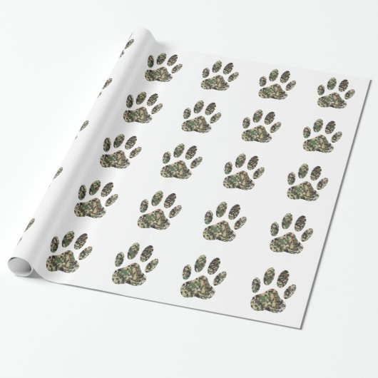 Afdrukken van camo Dog Paw Cadeaupapier (Uitgerold)