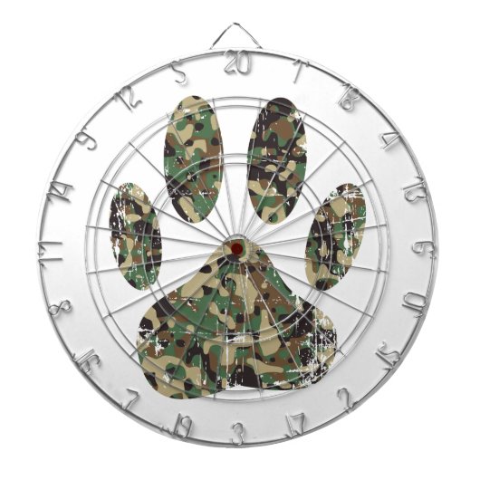 Afdrukken van camo Dog Paw Dartbord (Voorkant)