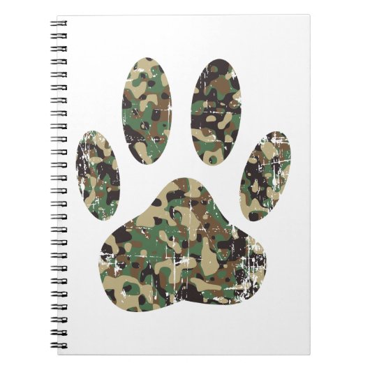 Afdrukken van camo Dog Paw Notitieboek (Voorkant)