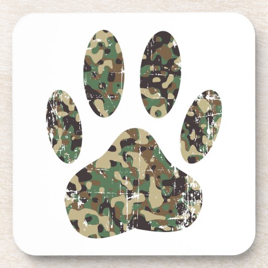 Afdrukken van camo Dog Paw Onderzetter (Voorkant)