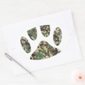Afdrukken van camo Dog Paw Ovale Sticker (Envelop)