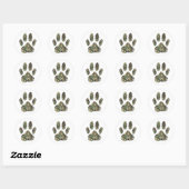 Afdrukken van camo Dog Paw Ronde Sticker (Vel)