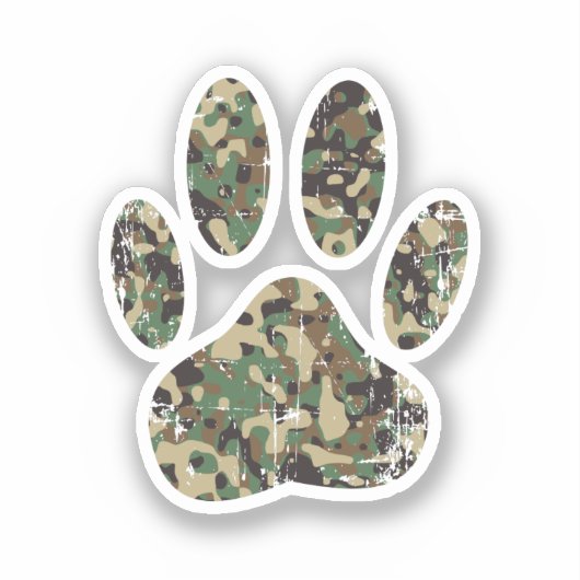 Afdrukken van camo Dog Paw Sticker (Voorkant)
